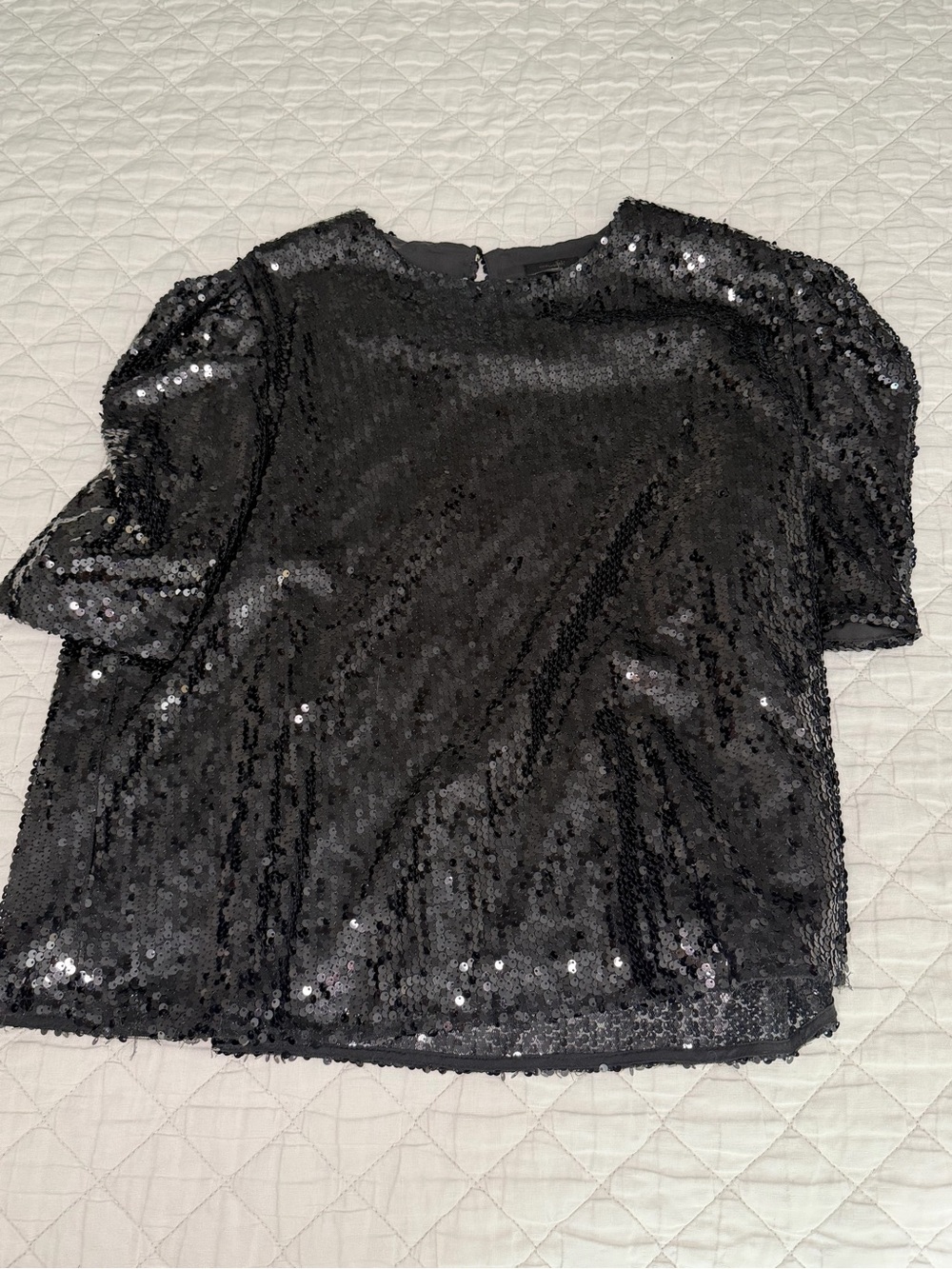 Black Sequin Short Sleeve Top